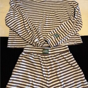 Daily Drills Brown & Cream Striped Women’s Pajama Set